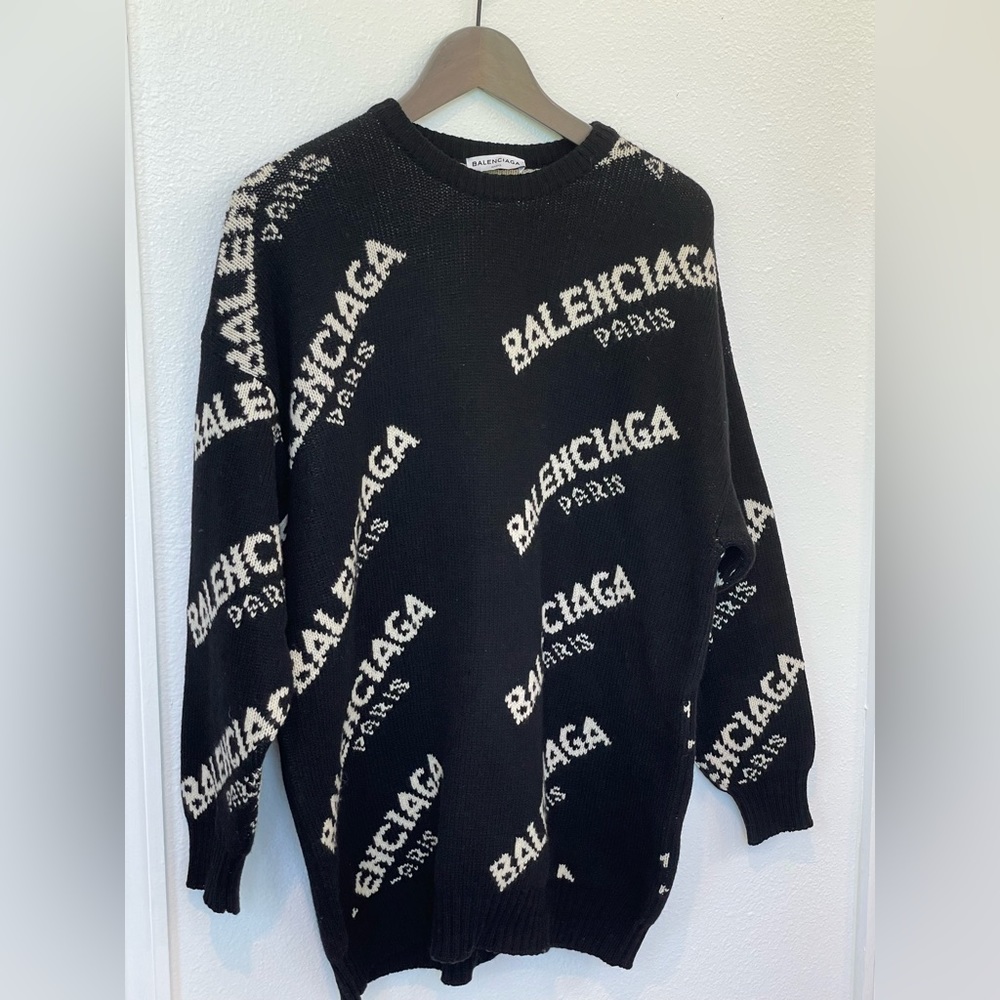 Special Edition 2017 Archetype Balenciaga Jacquard Logo Sweater in Size 34